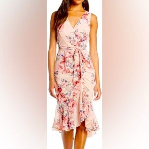 *NEVER WORN* Eliza J floral chiffon wrap dress. Perfect for wedding week look.